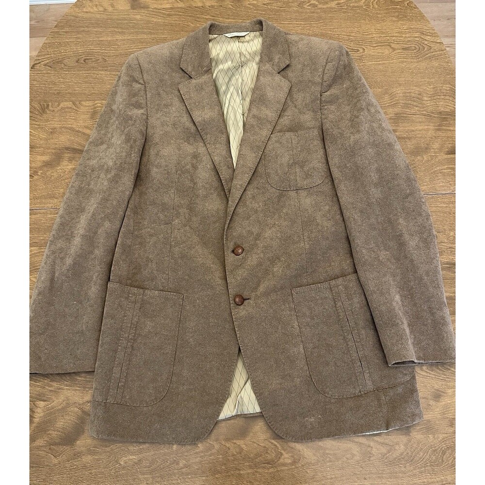 Oleg Cassini Jacket Mens Large Brown Suede Rat Pack MCM Rare 2 Button Suede